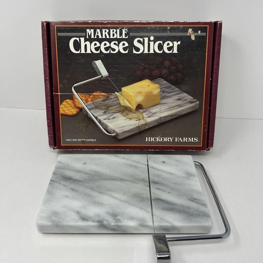 Hickory Farms Marble Cheese Slicer Gourmet #601 White USA Vintage Kitchen Tool
